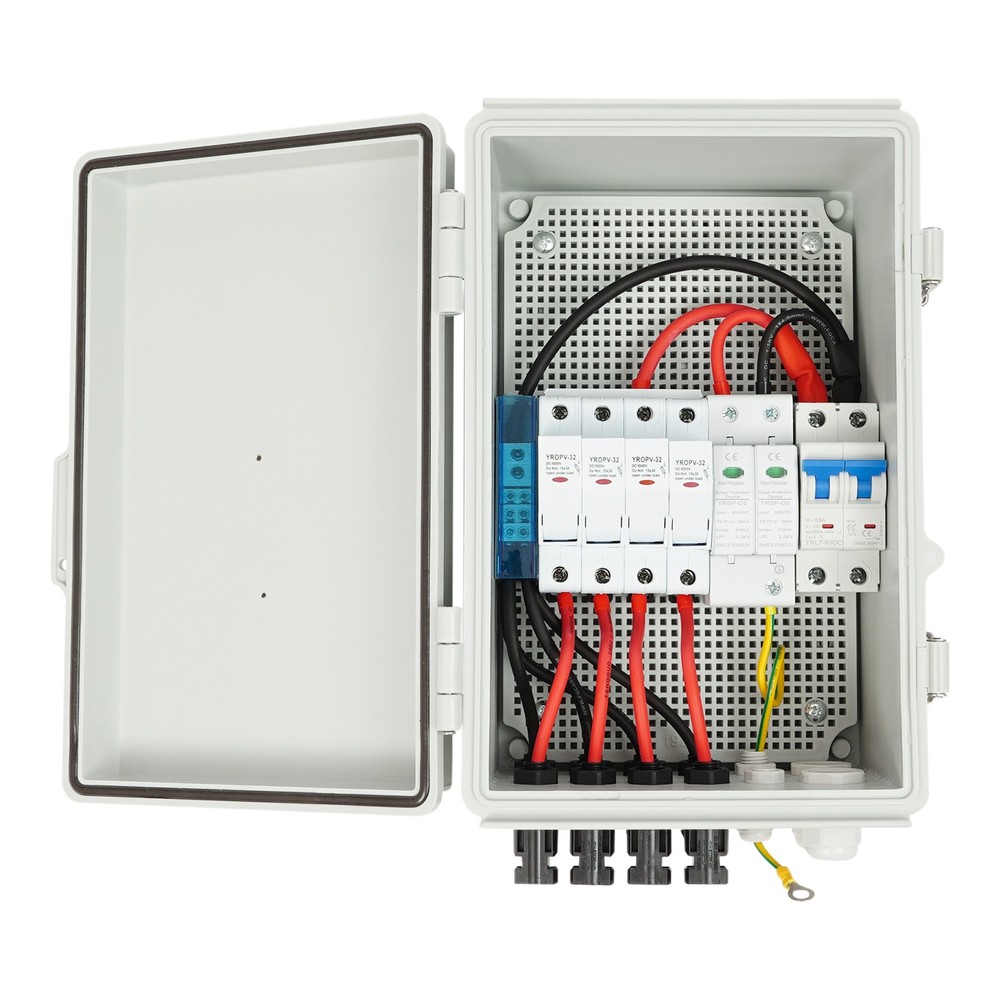 Solar Combiner Box PV Combiner 63A Circuit Breaker 4 String For Solar Panel Kit