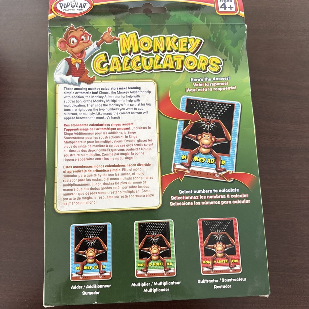 Popular Playthings Monkey Calculator Subtractor Chart Toy Educational Math Gift