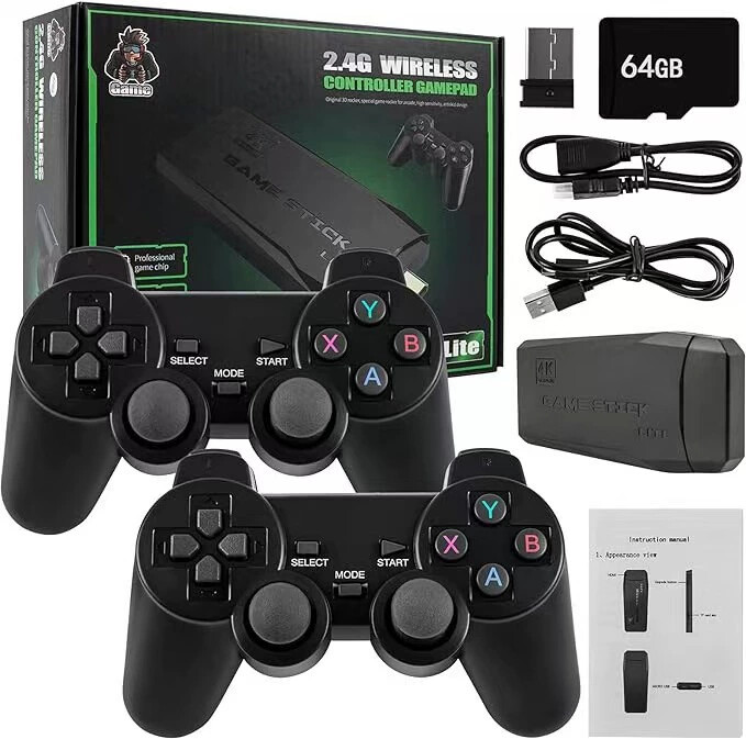 Video Game Console Retro 20000+ Games TV Stick 64G 4K HDMI 2 Wireless Controller