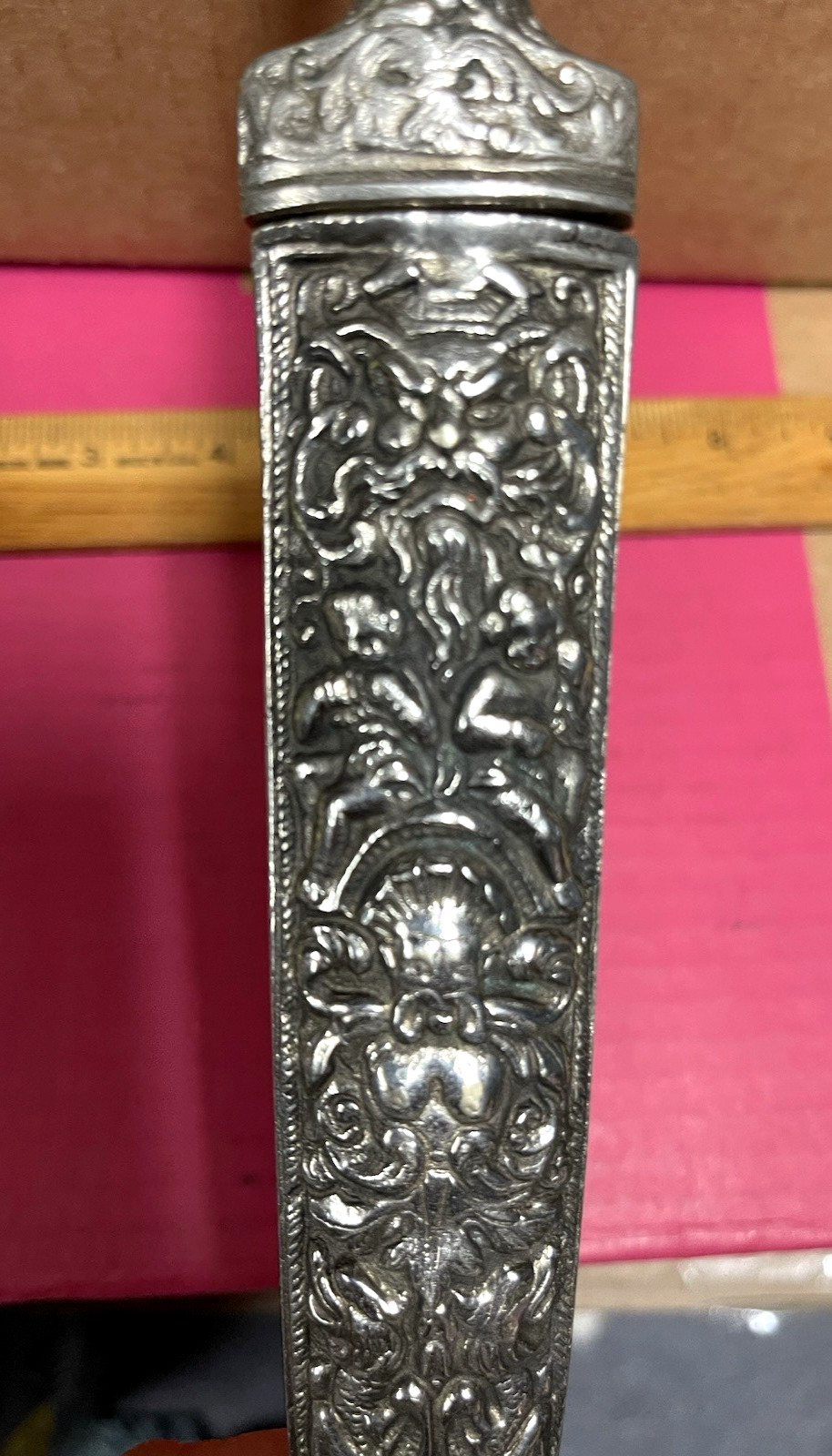 SILVER DAGGER REPLICA 19TH CENTURY GROTESQUE ARABESQUE HANS HOLBEIN ITALY