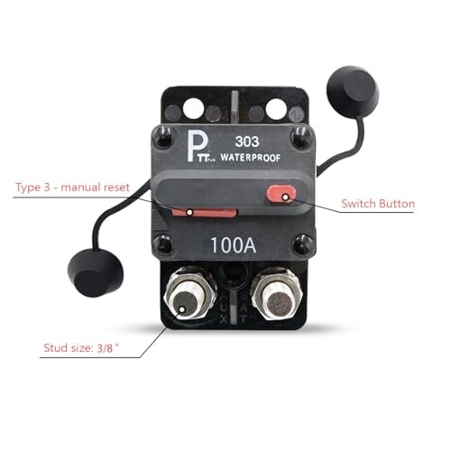 Hi-Amp Circuit Breaker T3+Switch with 100A Surface Mount- Studs in one-side