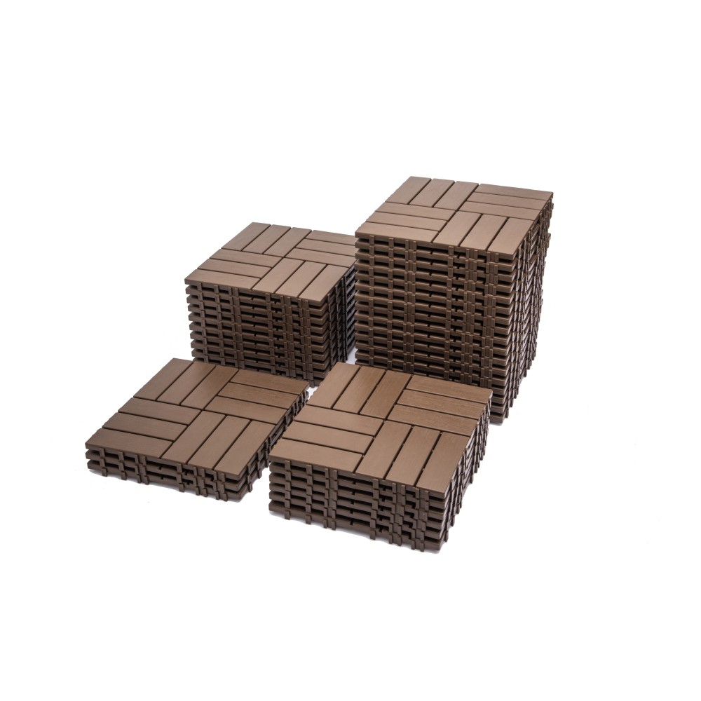 68 Pack 11.42"x11.42" Plastic Interlocking Deck Tiles Flooring Pool Poolside