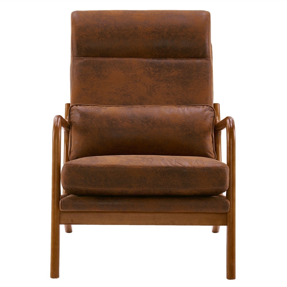 High Back Solid Wood Armrest Backrest Iron Frame Bronzing Cloth Leisure Chair