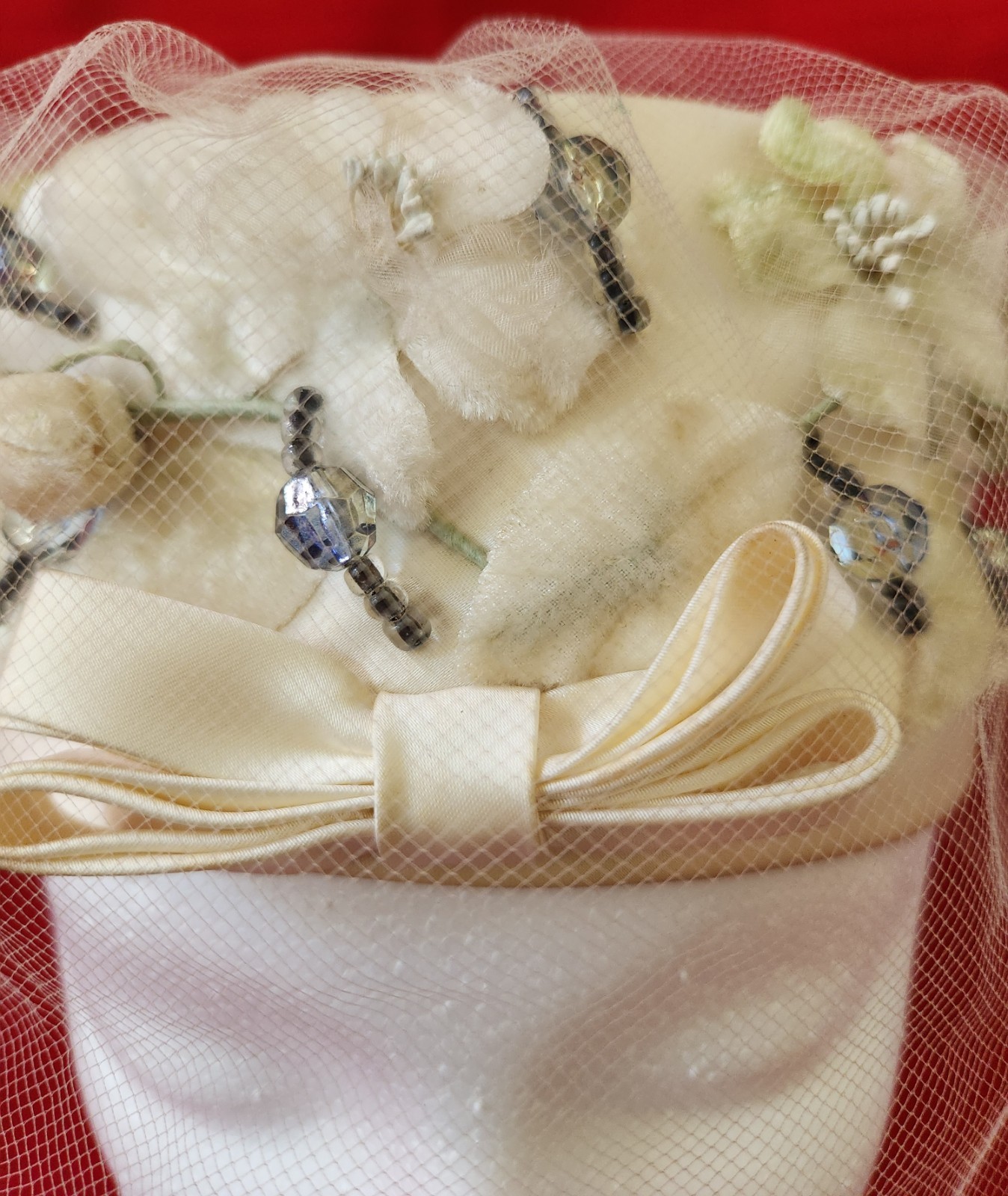 Vtg Don Anderson New York Halle Bros Union Made Woman Pillbox Floral Hat Netting