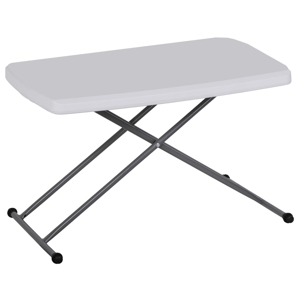 30'' Plastic Folding Tables Rectangular Utility Table Adjustable Height White