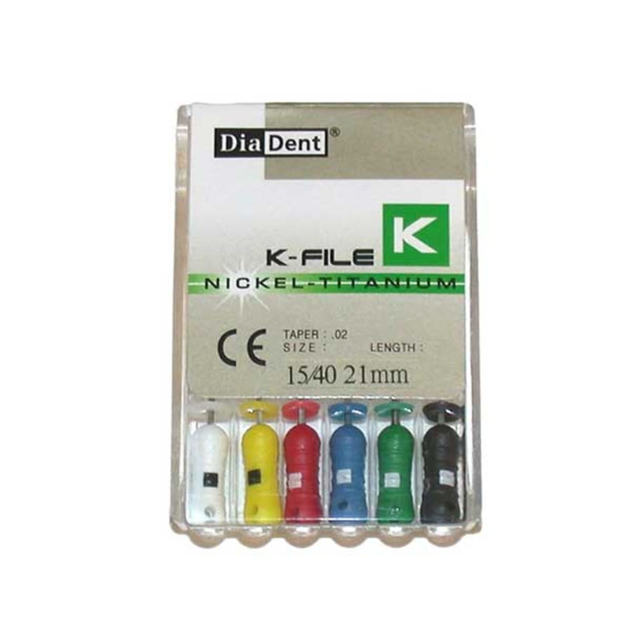 21mm Stainless Steel K-File Color-Coded Handle ISO 6pc Multiple Sizes