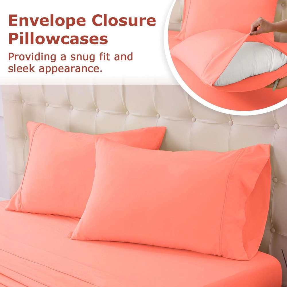 Queen Size Bed Sheet Set - 4 Piece Soft Microfiber Sheets with Deep Pockets, ...