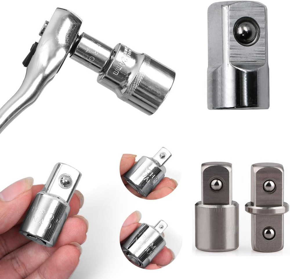 3 Pack Impact Socket Adapter Set Joint Chrome 3/8 Coupler + 3/8 to 1/4 +