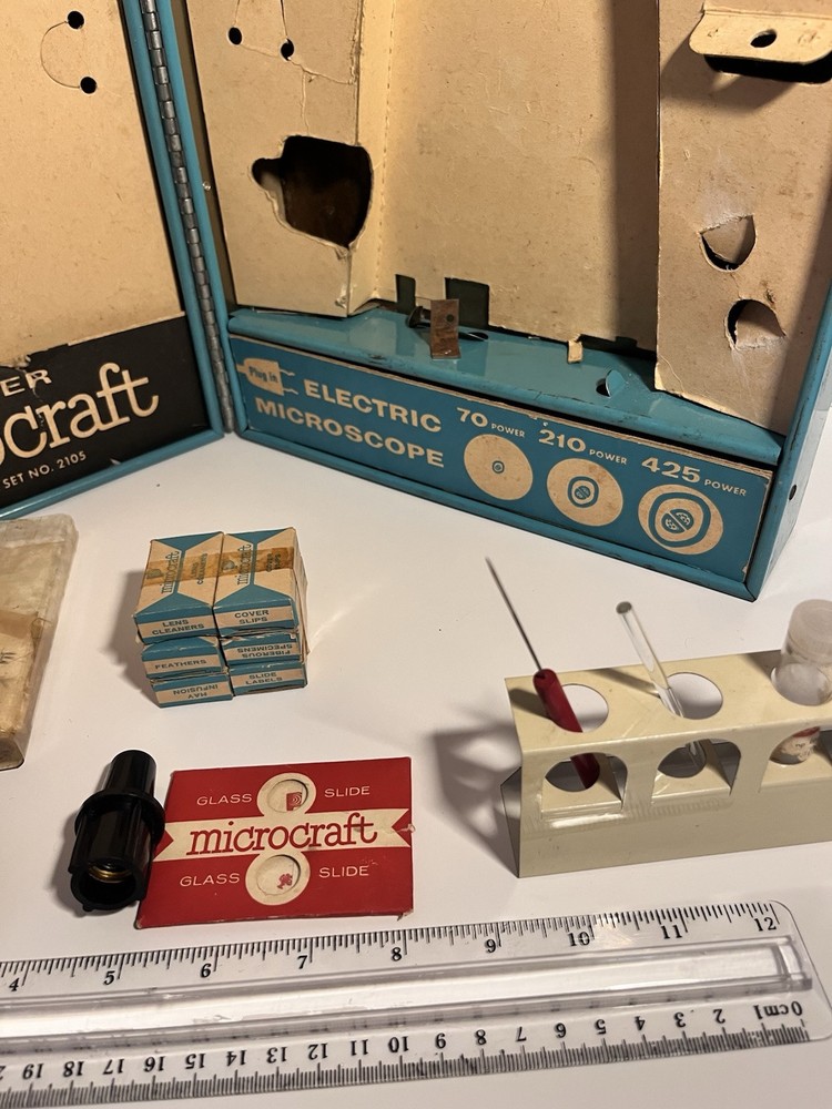 Vintage Porter Microcraft Microscope Lab Kit #2105 Electric Light Working