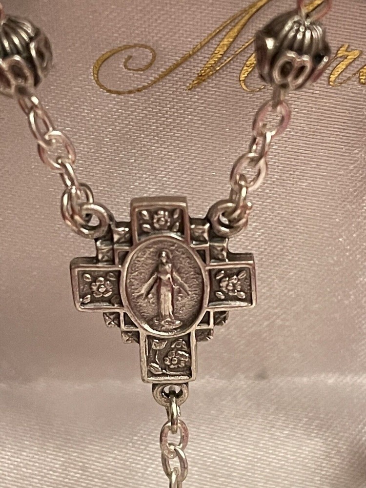 Antique Sterling Silver Rosary By Ave Maria LD157
