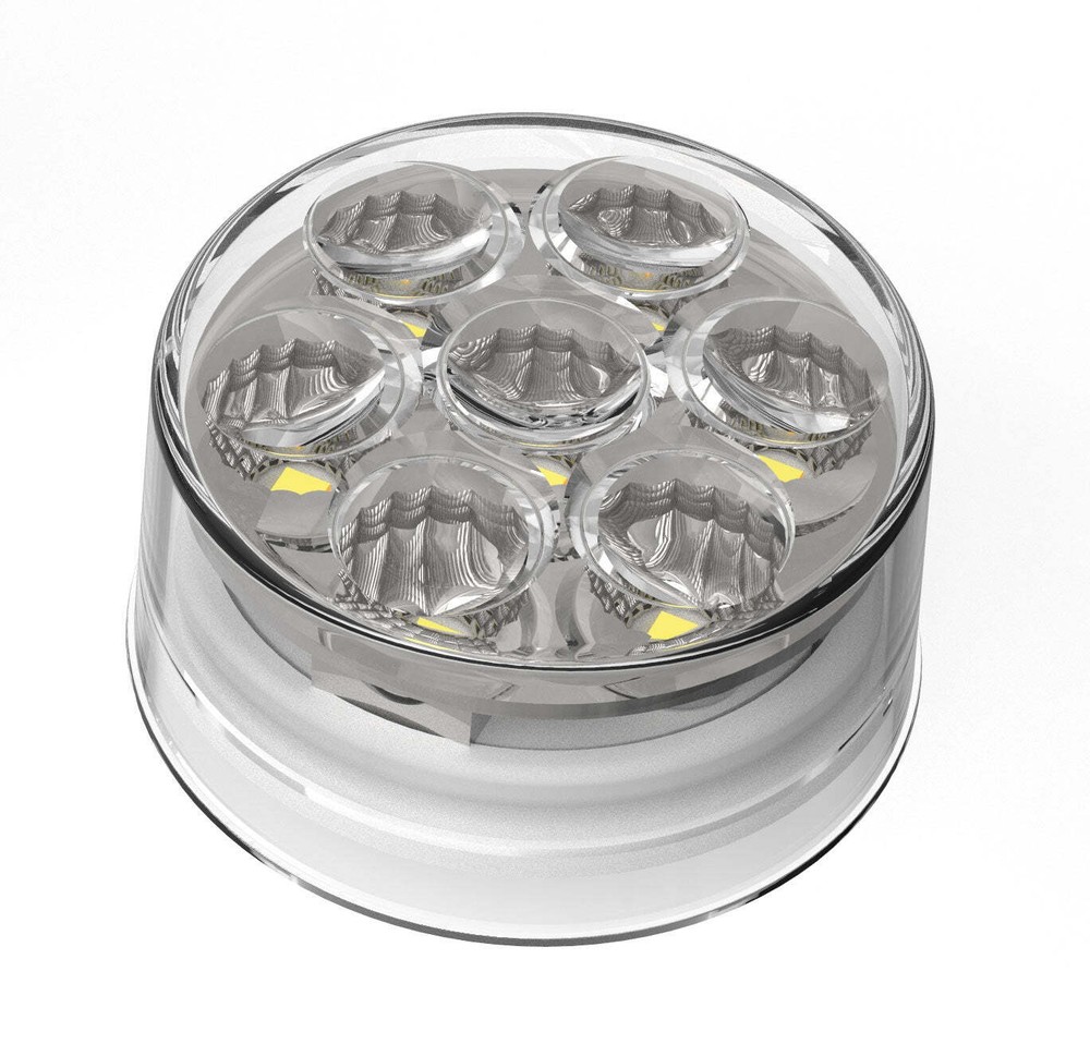 Fortpro 2” Round Dual Function Multivoltage LED Lights - Red & Ambar LED/Clear L