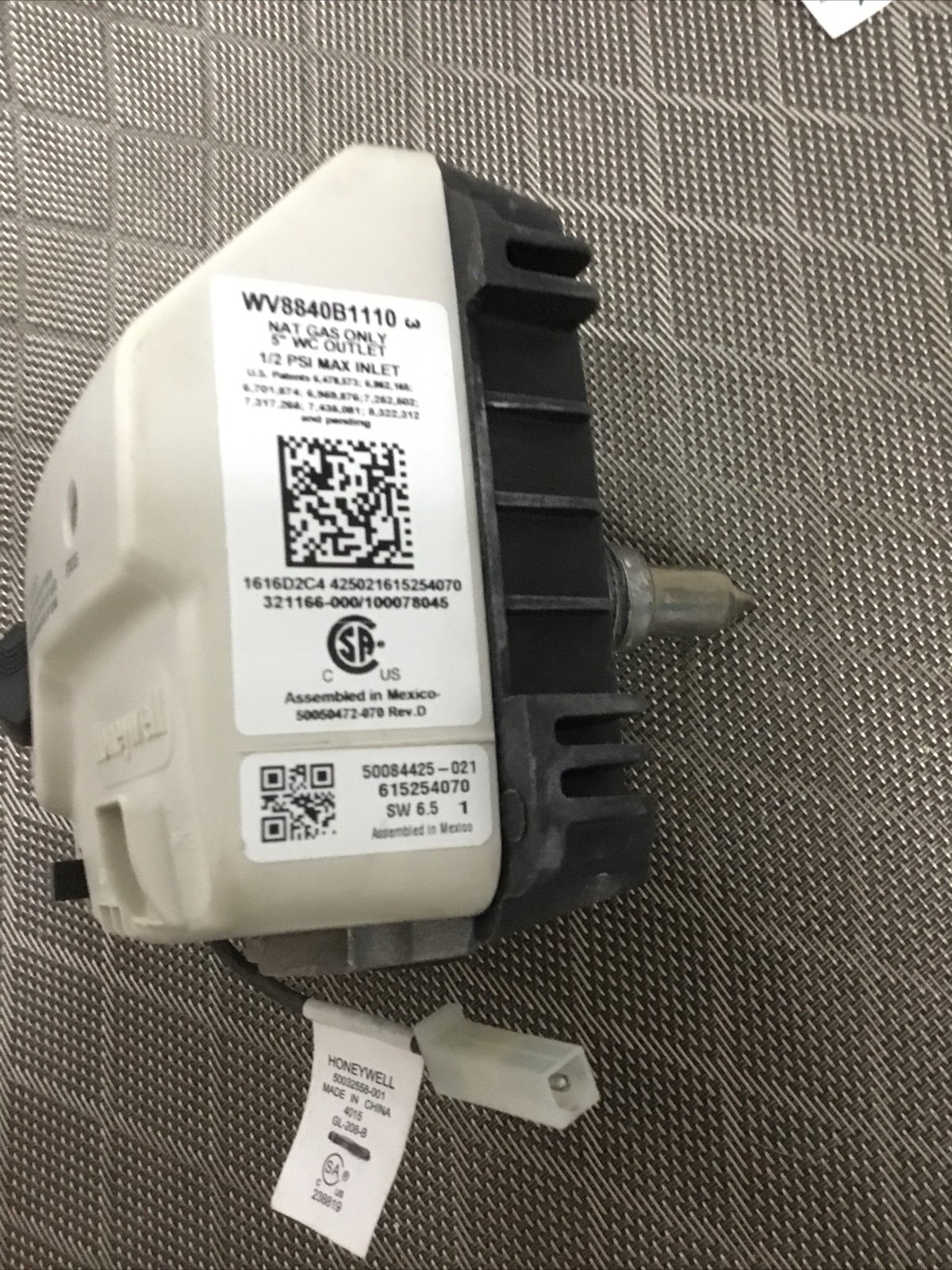 Honeywell Water Heater Gas Control Valve WV8840B1110 Tested