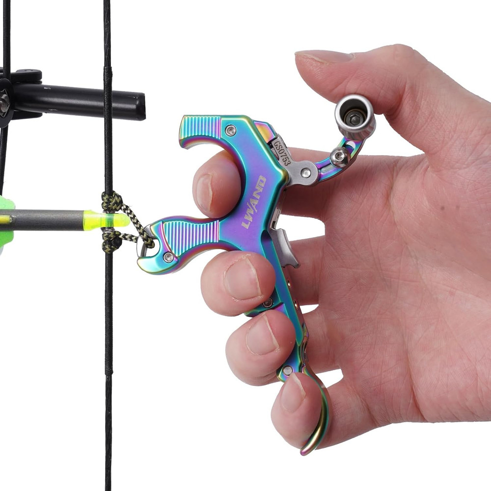 Archery Compound Bow Release Aids Trigger 3-4 Finger Adjustable Wristband Thumb