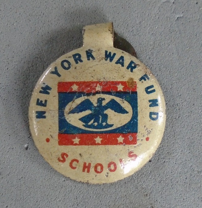 New York War Fund Schools pin