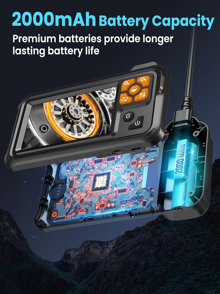 Endoscope Camera with Light, 4.3" IPS Screen 1080P Borescope with 8 LED Lights,
