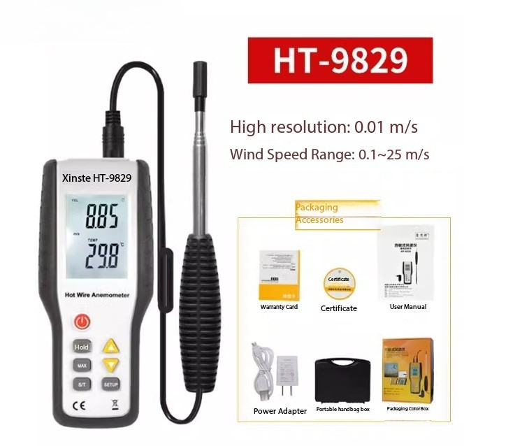 Thermal Anemometer, Highly Sensitive Wind Temperature, Air Volume and Anemometer