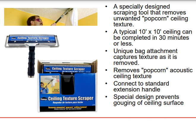 Ceiling Texture Scraper for Popcorn Ceiling Removal