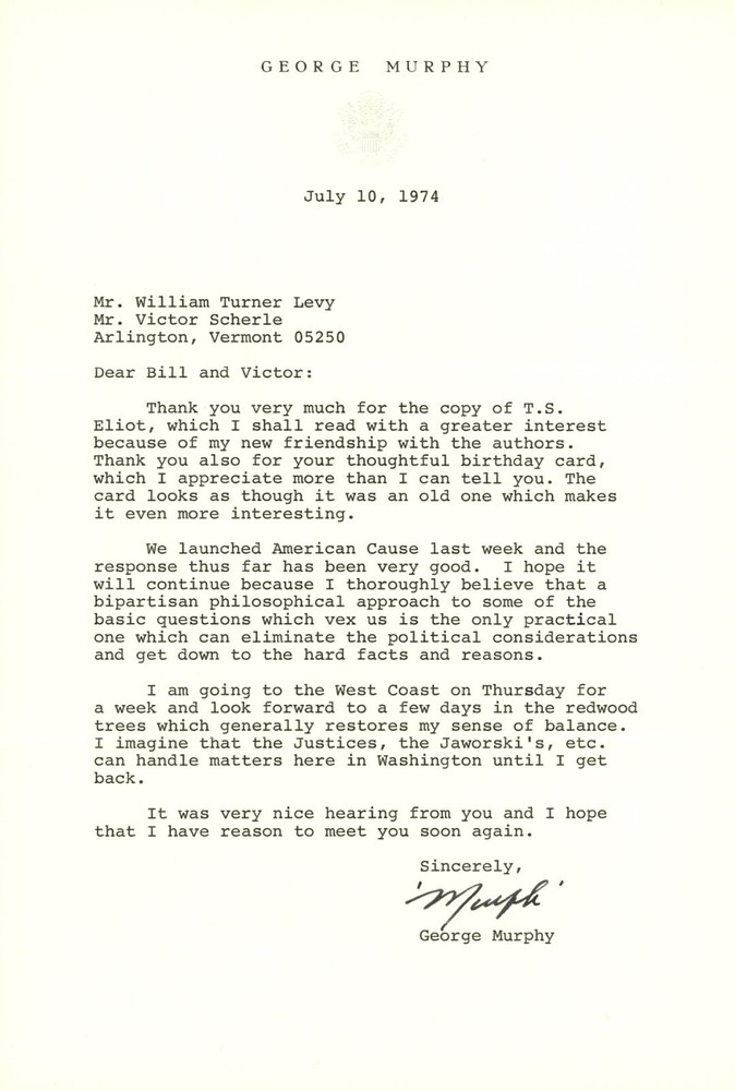 George Murphy Signed Letter