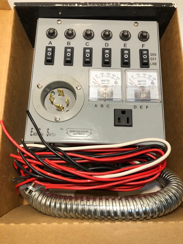 EmerGen Switch Manual Transfer Switch Model #6-7500 / Manual & VHS Open Box
