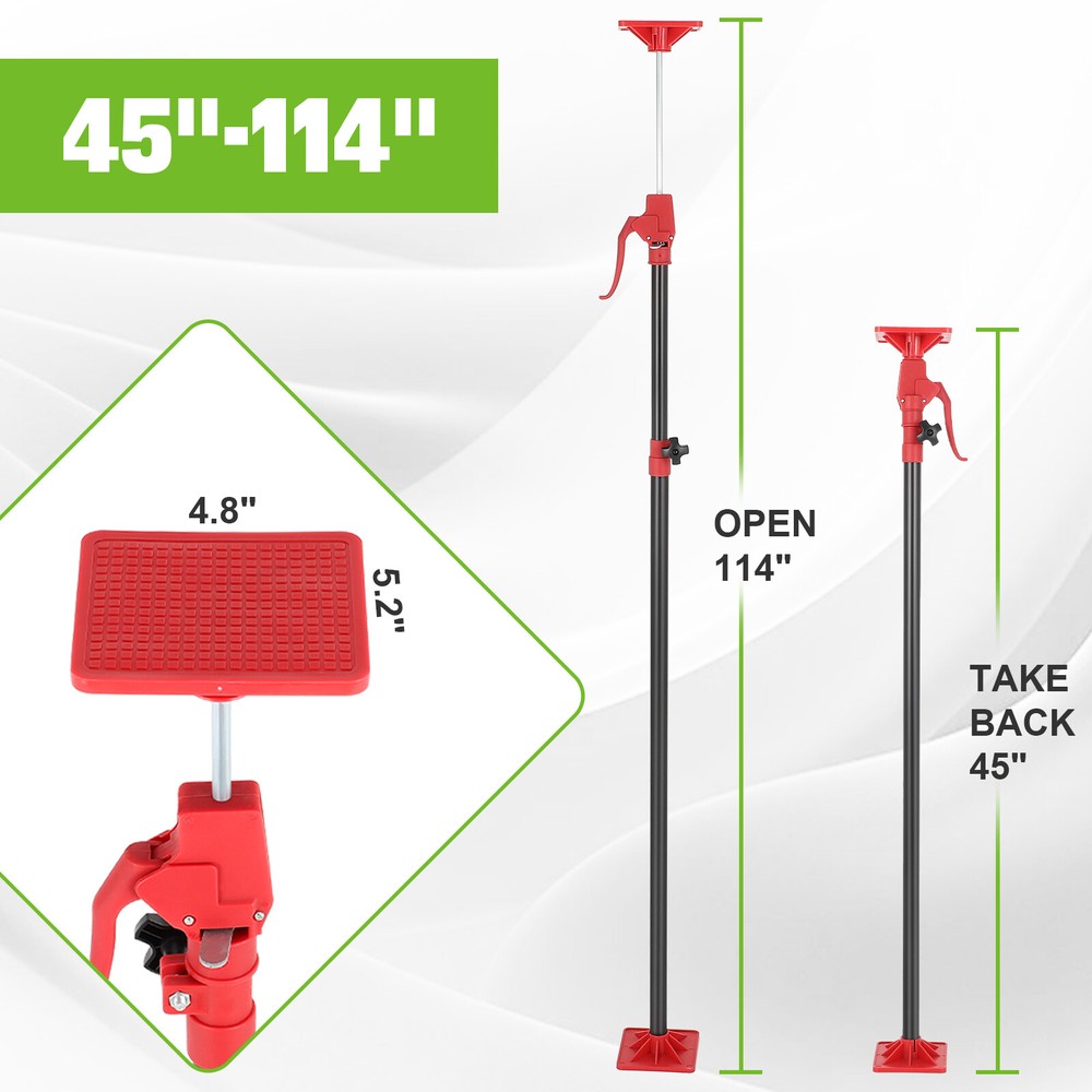 Cabinet Jack Support Pole, 45"-114" Third Hand Tool, Adjustable Support Pole 4PC