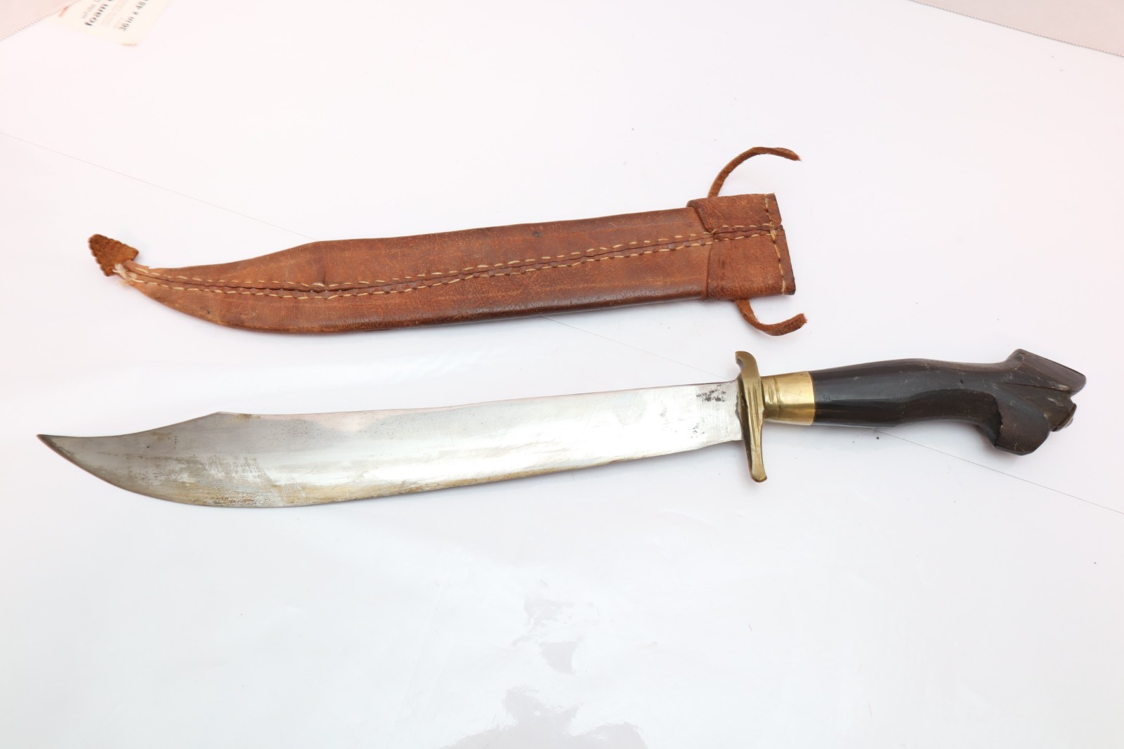 Vintage Philippine Negrito Bolo Knife - 22" Kriss Dagger Leather Sheath Filipino