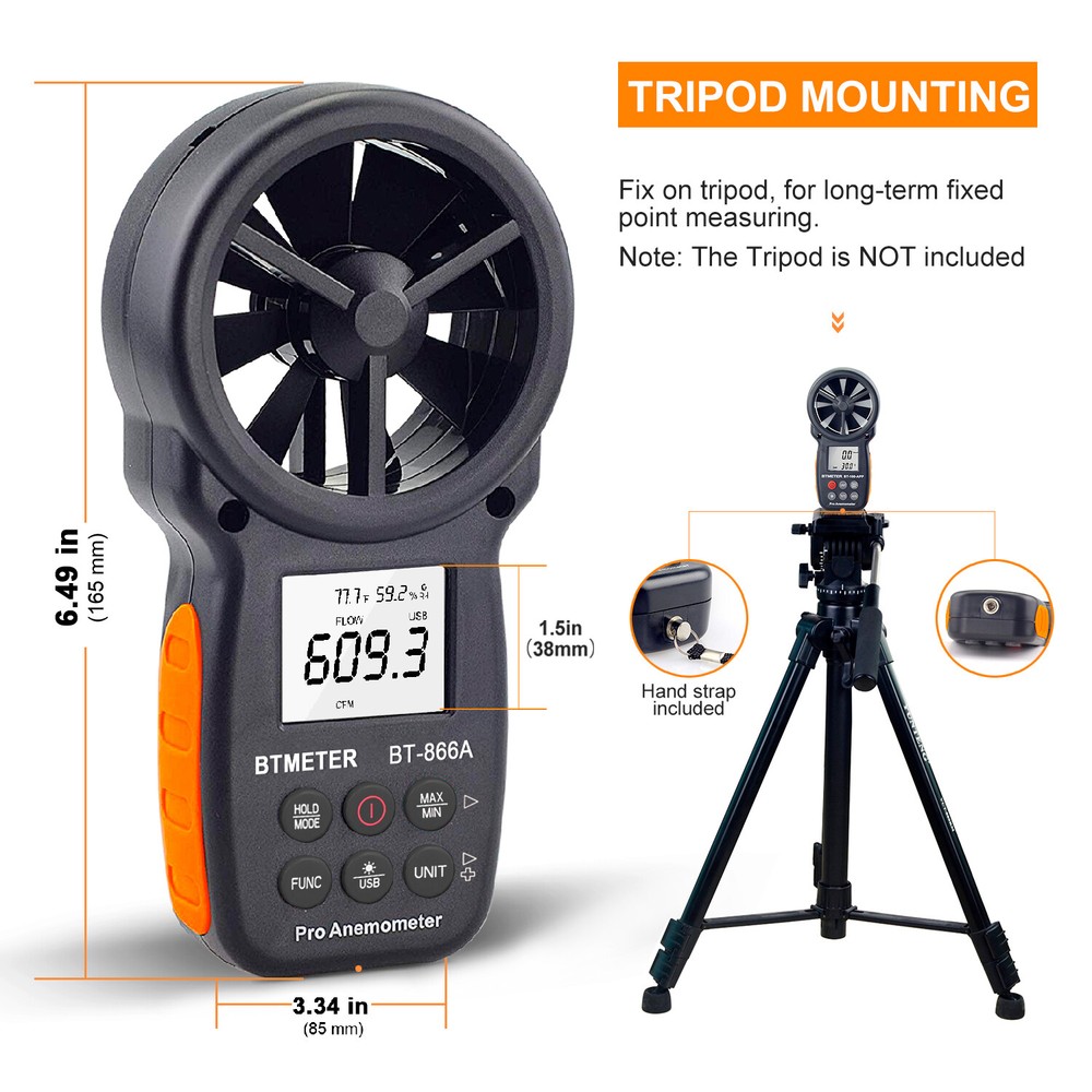 Pro Digital Anemometer Wind Meter 40M/S Air Flow HVAC Anemometer WindMeter-