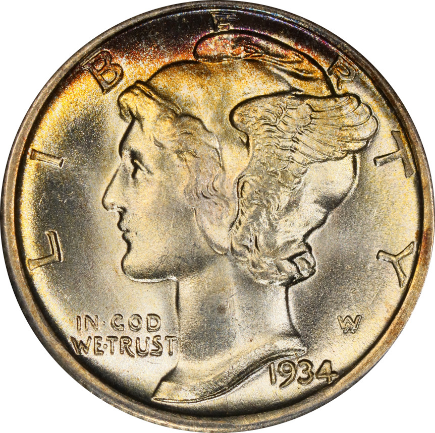 1934-D MS66FB Mercury Dime, PCGS 47855963