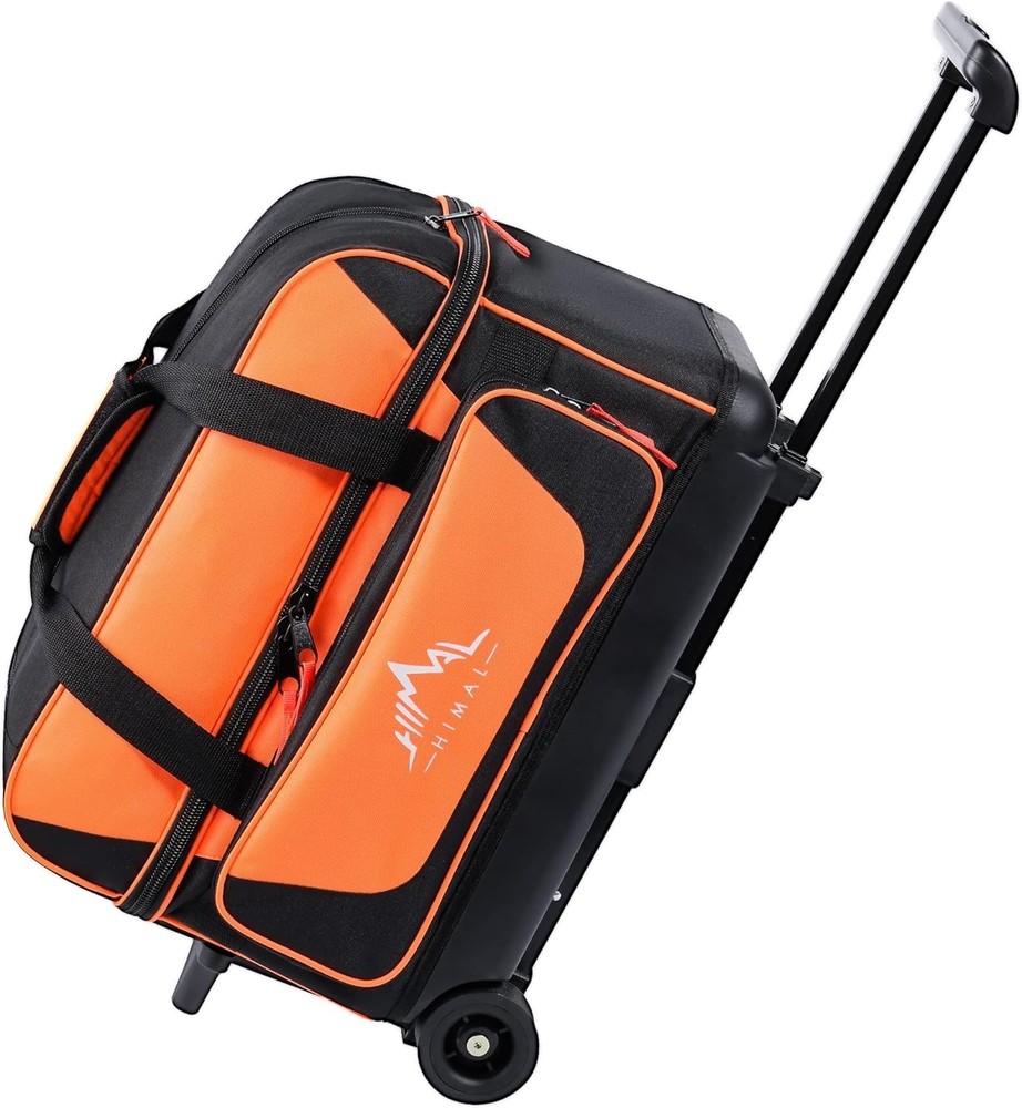 Durable 2 Ball Rolling Bowling Bag with Shoe Storage & Extendable Handle