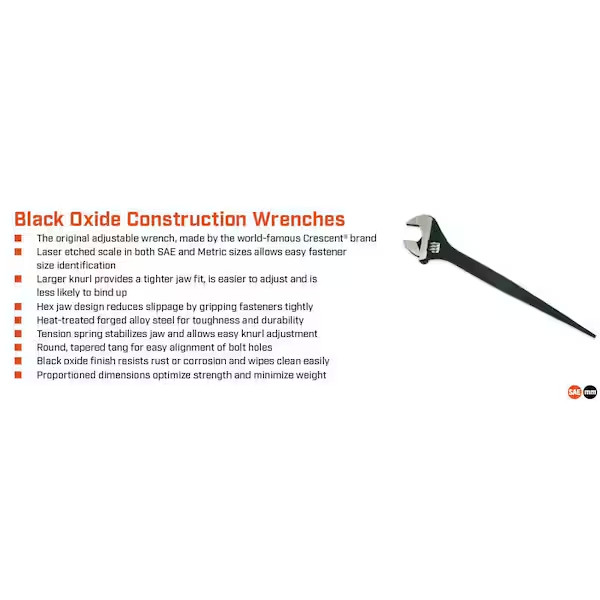 10 in. Adjustable Construction Wrench | Crescent Oxide Cresent Black Tools Spud