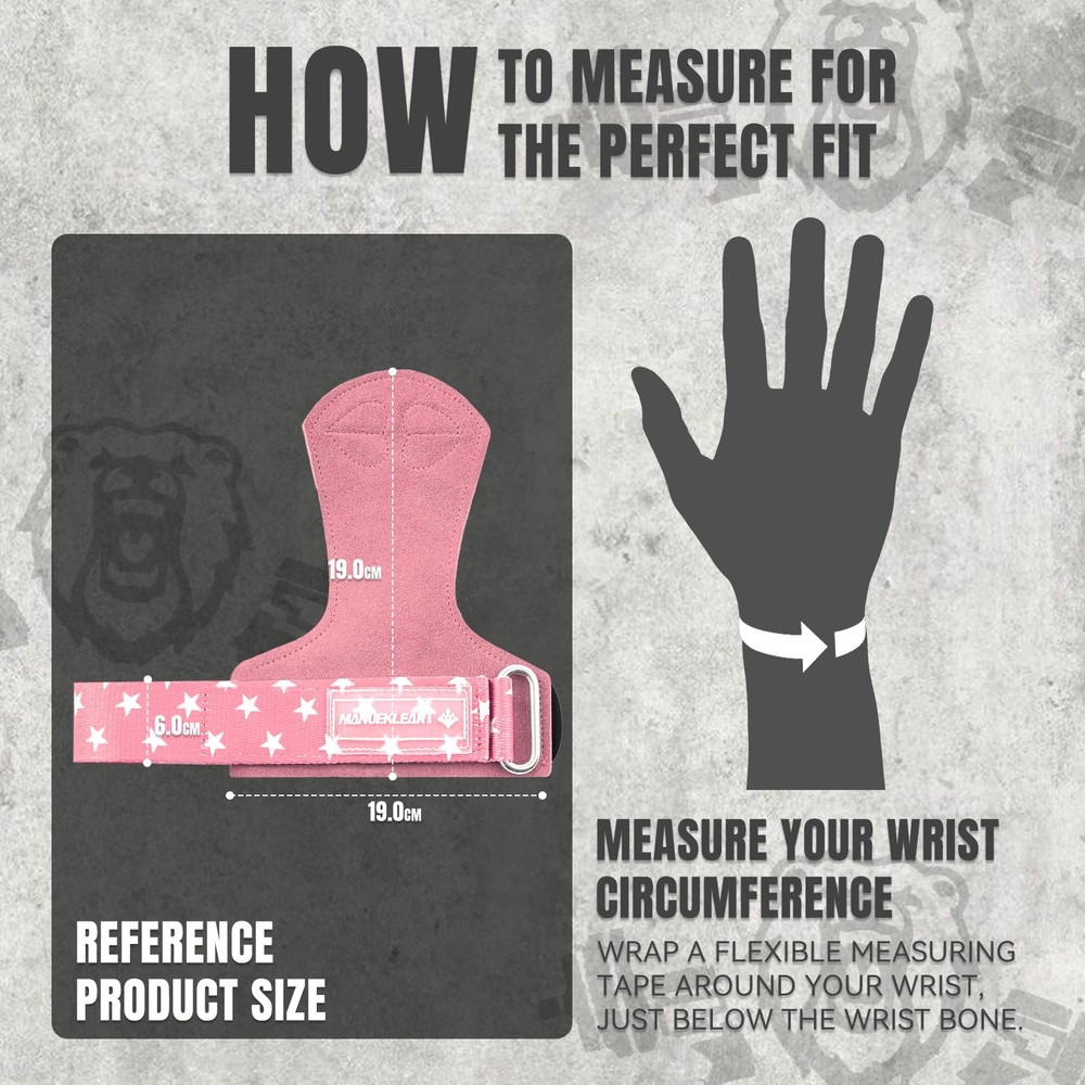 MANUEKLEAR Gym Straps, Double Leather Lifting One Size, Size - Pink