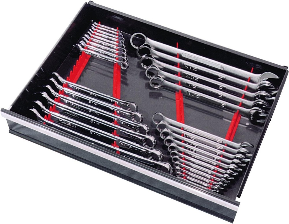 Red Magnetic Wrench Rail with 40 Tools Capacity - Compact Storage Solution