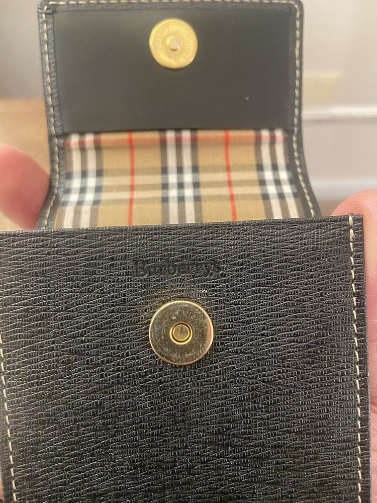 Burberrys Black Leather Cigarette Case Multi Accessory Pouch Nova Check Interior