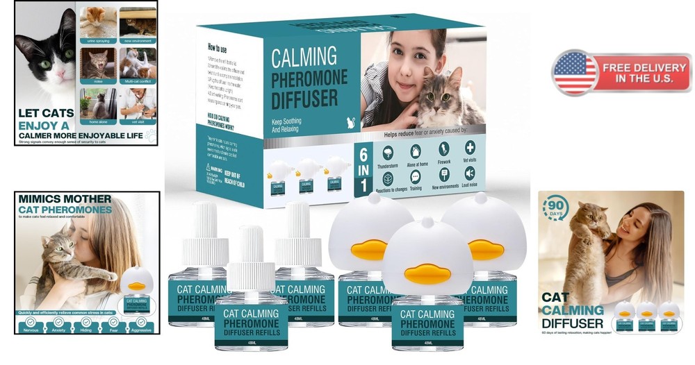 Indoor Multi Cat Calming Diffuser Kit Pheromone Refill for Anxiety Relief Stress