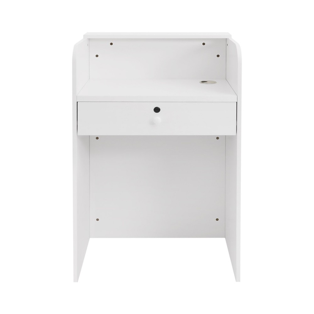 Modern Warm White Reception Desk, Reception Counter With a Lockable Drawer