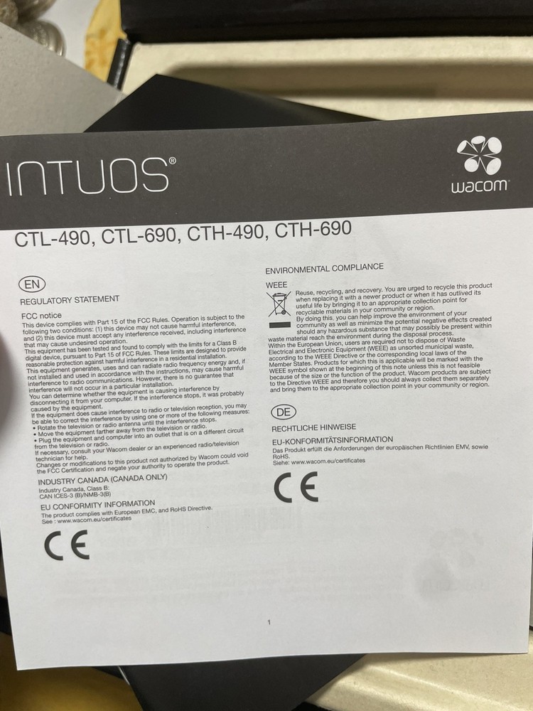 Wacom Intuos Draw Creative Graphics Tablet Small White- CTL490