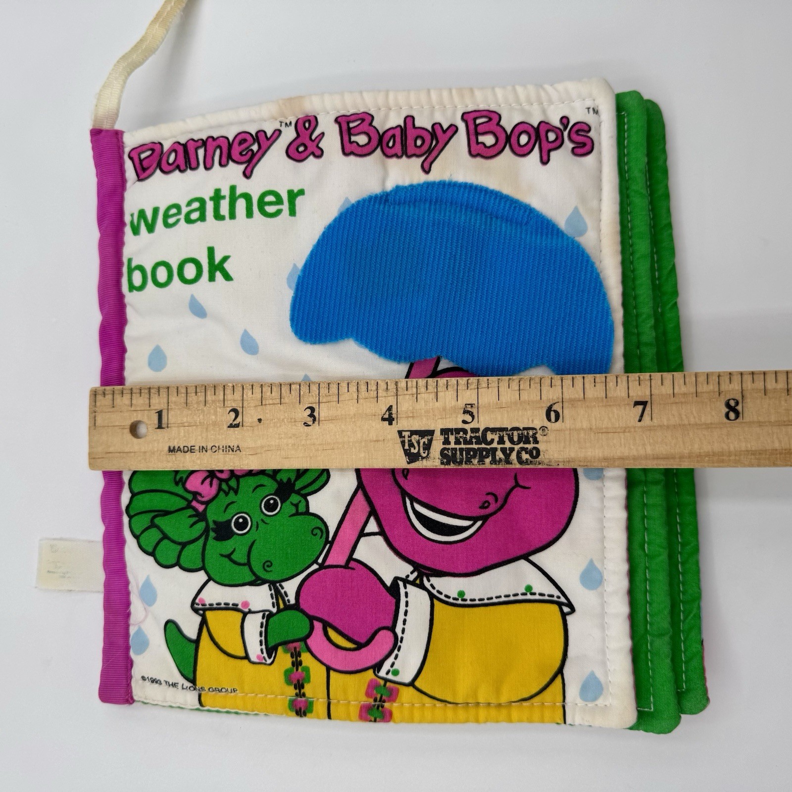 Rare Vintage 1993 Barney & Baby Bop Weather Book Soft Plush Washable