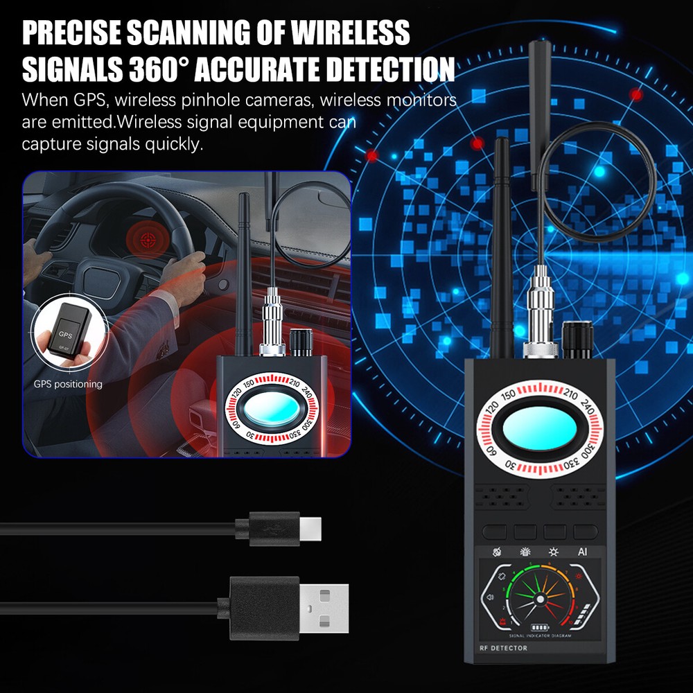 Anti-Spy Camera Wireless RF Detector GSM GPS BUG Tracker Finder Scanner Device