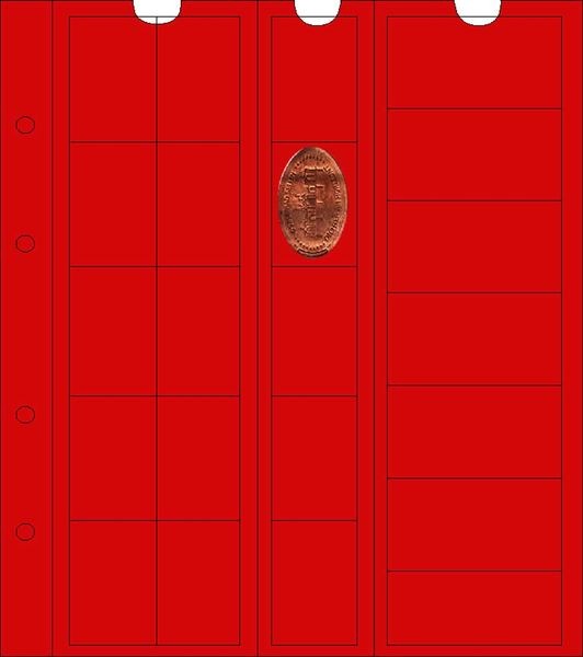5 numismatic Prophila coin sheets, each with 22 compartments, e.g., for pressed
