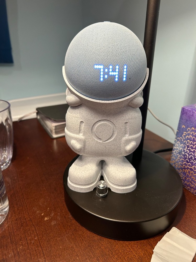 Echo Dot Stand – Droid Shape with Helmet – Fits Echo Dot 4 & 5, White, Unpainted