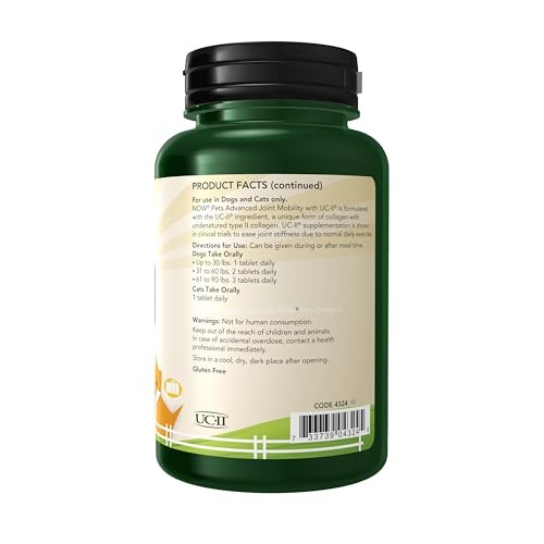 NOW Pets UC-II Advanced Joint Mobility Chewable Tablets for Dogs & Cats
