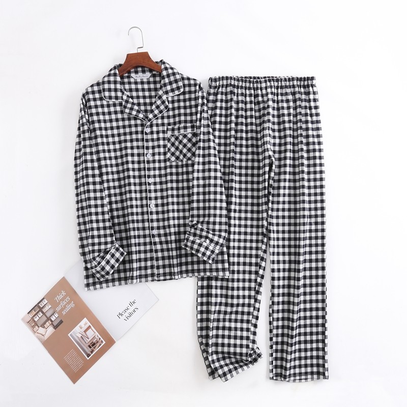 Men's 100% Cotton Long Sleeve Pajamas Set Sleepwear & Loungewear Button Down Pjs