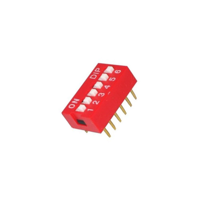 5 Pcs Slide Type Switch Module 2.54mm 6-Bit 6 Position Way DIP Red Pitch