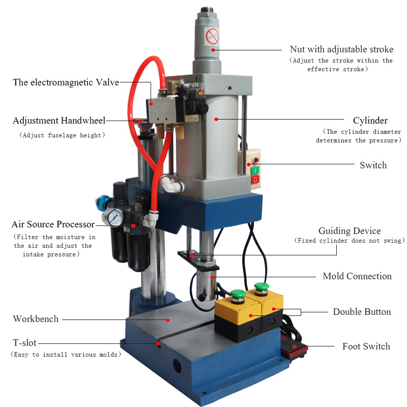 1763Lb Pneumatic Press Punch Machine No Display Controller with Foot Switch 110V