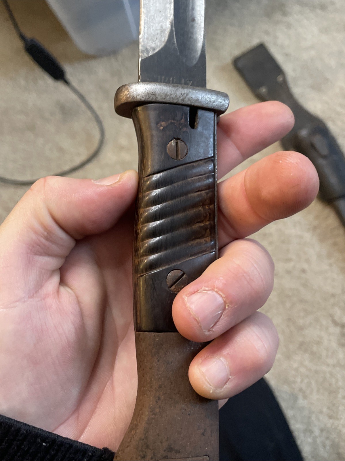 RARE Vintage World War 2 GERMAN K98 Matching Numbers Bayonet w/ Sheath & Frog