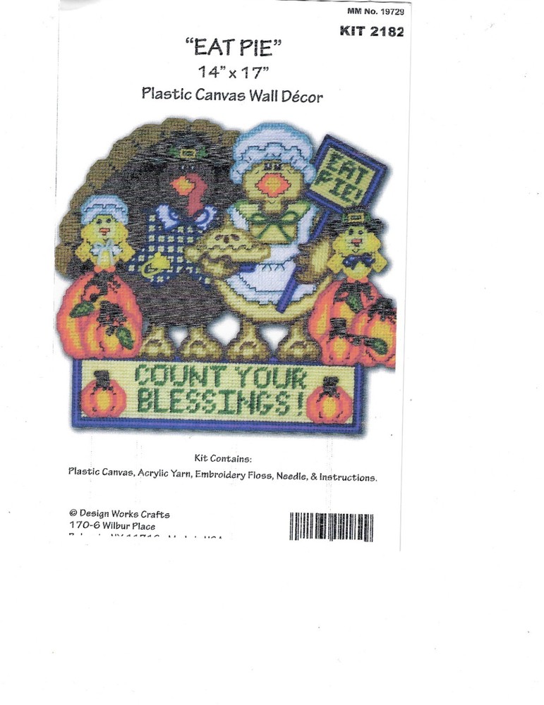 EAT PIE - TURKEY  WALL HANGING   plastic canvas  PATTERN (#TF0571)