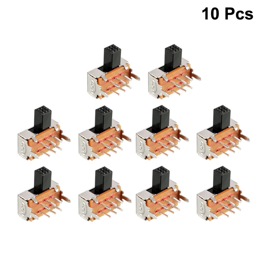 10Pcs 5mm Horizontal Slide Switch DPDT 2P2T 6 Terminals PCB Panel Latching