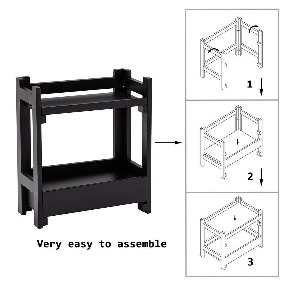 Makeup Organizer with Drawer, Black Vanity Storage , Multi-Purpose Storage fo...
