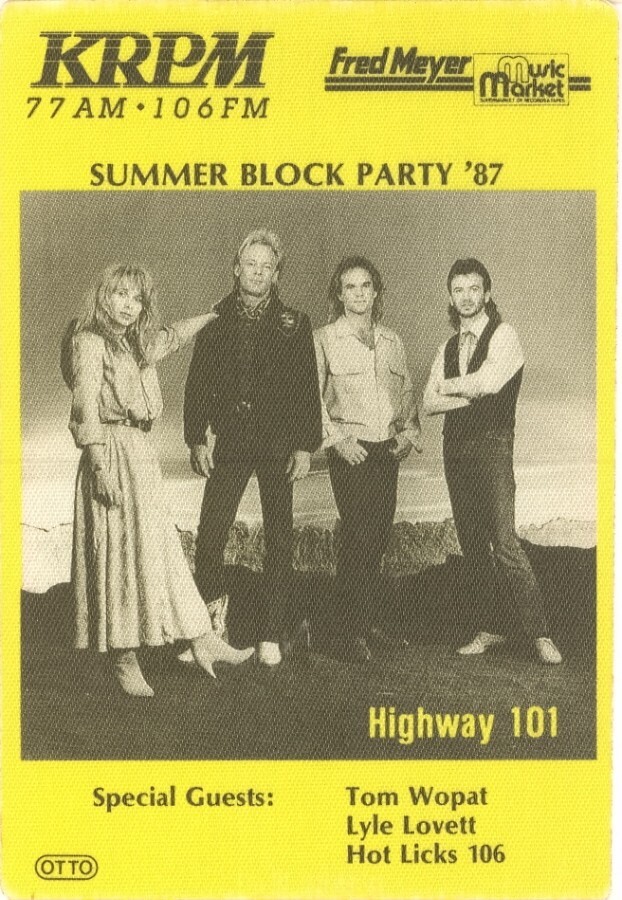 HIGHWAY 101 / PAULETTE CARLSON 1987 SUMMER BLOCK PARTY PASS / NMT 2 MINT