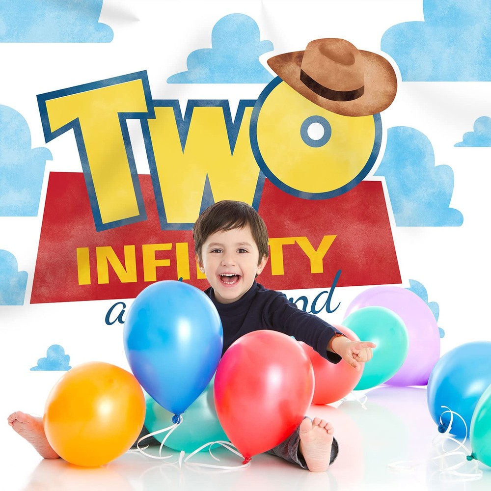 Infinity and Beyond Backdrop 2nd Hat Blue Clouds Party Supplies Decorations P...