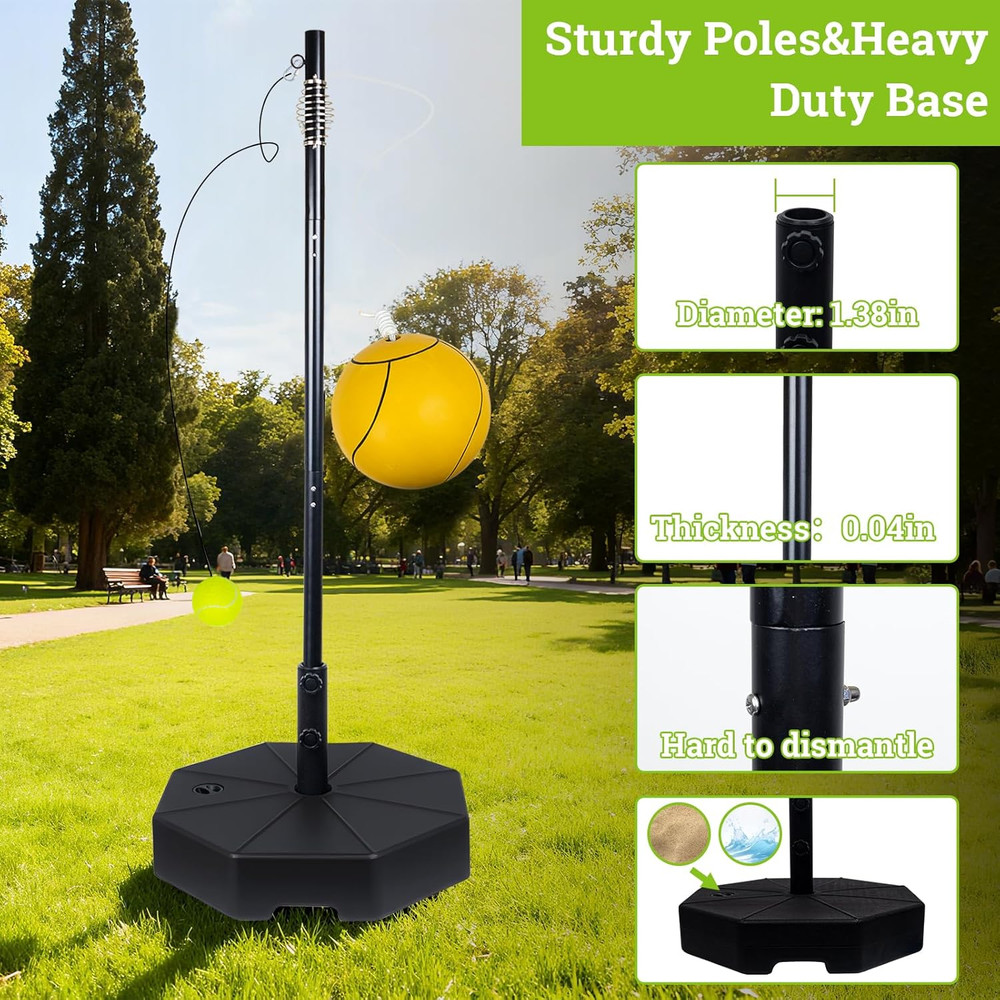 Tetherball Tennis&Tetherball Set with Sturdy Base,Tetherball Equipment with Pole